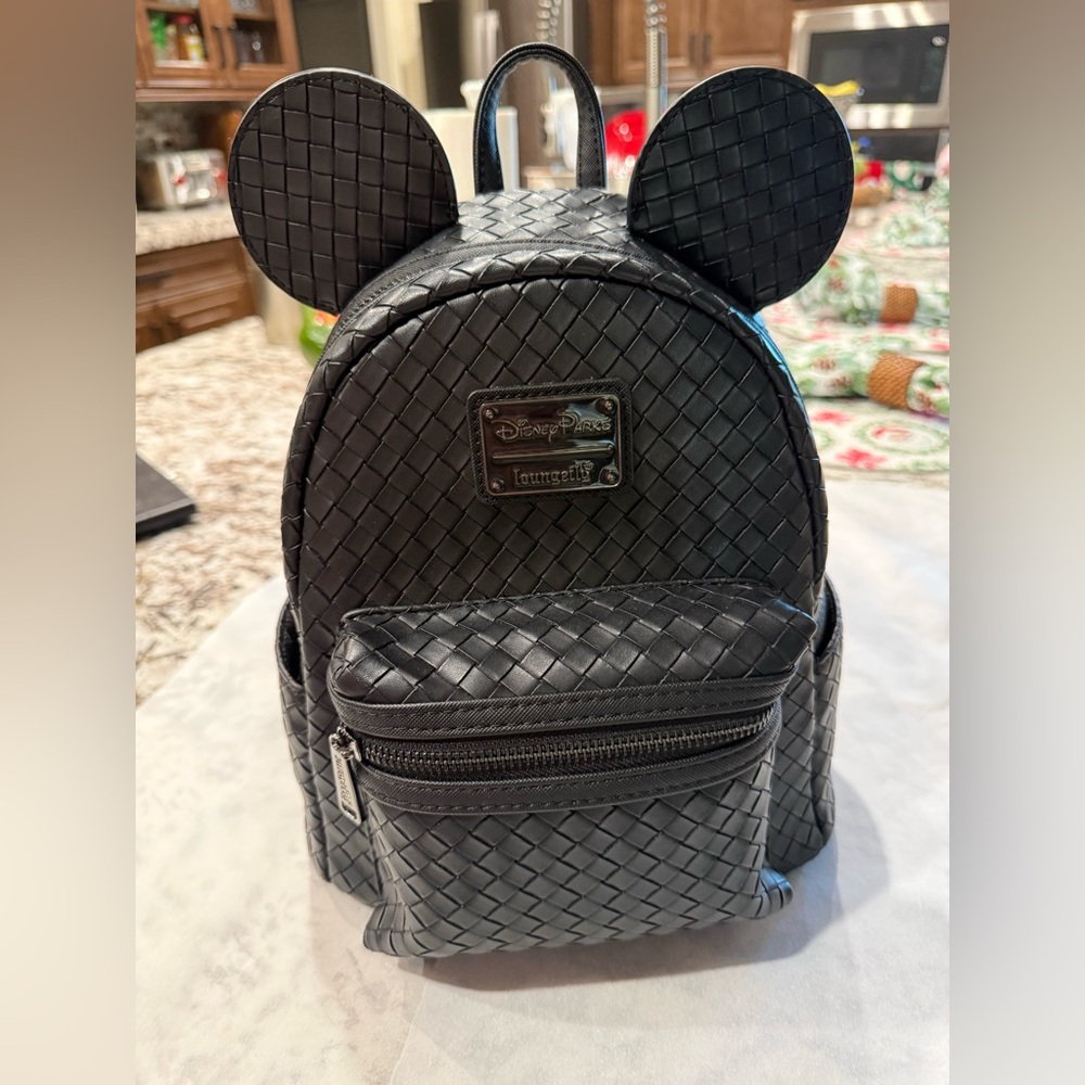 Disney Parks Loungefly Black Woven Backpack